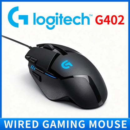 Mouse de gaming Logitech G402 Fusion Engine Tech, 4 setări DPI, procesor pe 32 de biți, antiderapant, pentru gaming competitiv profesional