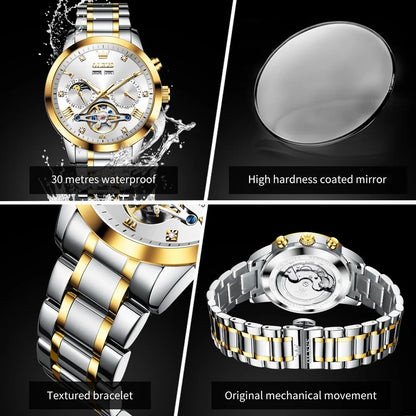 OLEVS Men's Watches - Moon Phase Hollow Flywheel Exclusive Original Automatic Mechanical Watches For Men Luxury Man Watch New 7029