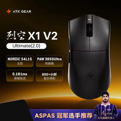 ATK Blazing Sky X1 V2 Ultimate Dual-Mode-Wireless-Maus, leicht, PAW3950 Ultra, Dual 8K Hz, niedrige Latenz, anpassbare Ergonomie-Maus