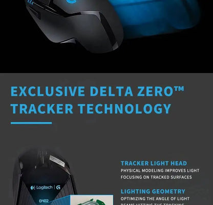 Mouse de gaming Logitech G402 Fusion Engine Tech, 4 setări DPI, procesor pe 32 de biți, antiderapant, pentru gaming competitiv profesional