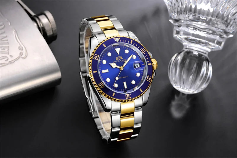 High Quality Automatic Mechanical Watch for Men Stainless Steel Red Dial Date Strong Luminous Luxury Men Watch Reloj Hombre