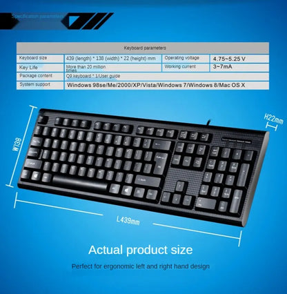 Teclado individual Q9 USB de conector quadrado para escritório e casa, PS2 de conector redondo, com fios, para computador de secretária