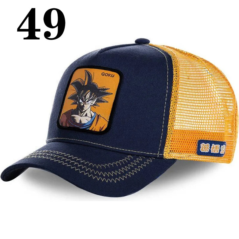 Casquette de baseball imprimée à l'effigie d'un personnage de l'anime Dragon Ball pour hommes et femmes – Casquette hip-hop – Casquette en maille pour camionneur – Protection solaire d'été pour les activités en plein air