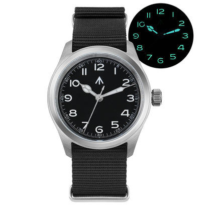 Relógio de Quartzo Vintage Militar Militado ML08 V2 com Movimento VH31, Vidro Duplo de Safira, Luminescência C3 BGW-9, Impermeável, 38mm