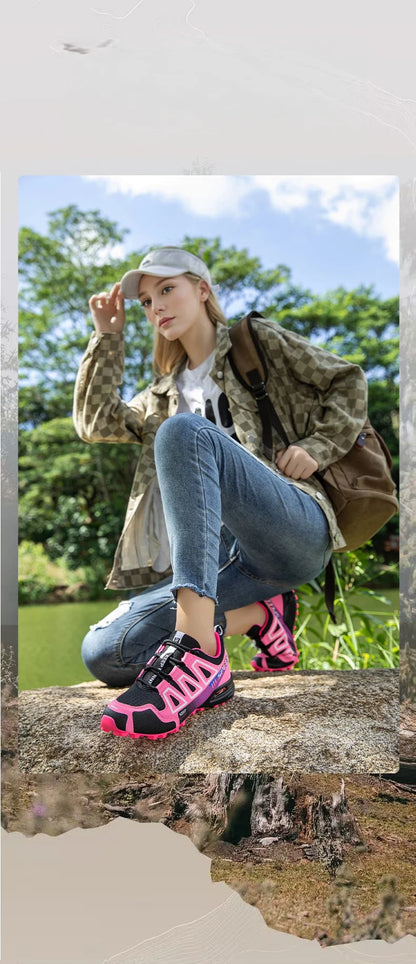 Scarpe da trekking da donna per attività outdoor, scarpe sportive da escursionismo, scarpe tattiche da caccia antiscivolo, scarpe da arrampicata traspiranti con lacci, ciclismo