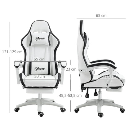 Ergonomic Leather Gaming Chair with 135° Reclining, 360° Swivel, Footrest, Adjustable Height, Comfortable Office & PC Gaming Chair