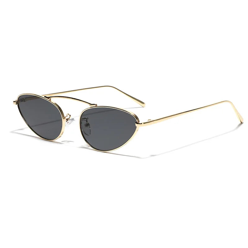 Luxury Brand Cat Eye Sunglasses Women 2025 Fashion Unique Small Oval Sun Glasses Trendy Metal Frame Cool Triangle Eyewear UV400