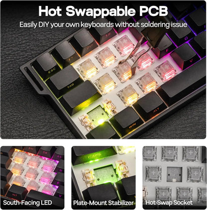 AULA Mini60 HE/Pro/Max Teclado Mecânico 60% com Switches Magnéticos RGB Tri Mode Sem Fios 8000Hz 0.01mmRT para PC Gamer Presentes