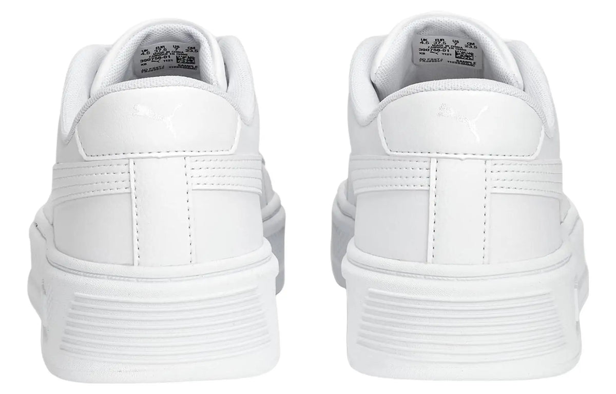 Baskets Puma Smash Platform v3, modèle blanc et argenté, 390758-01.