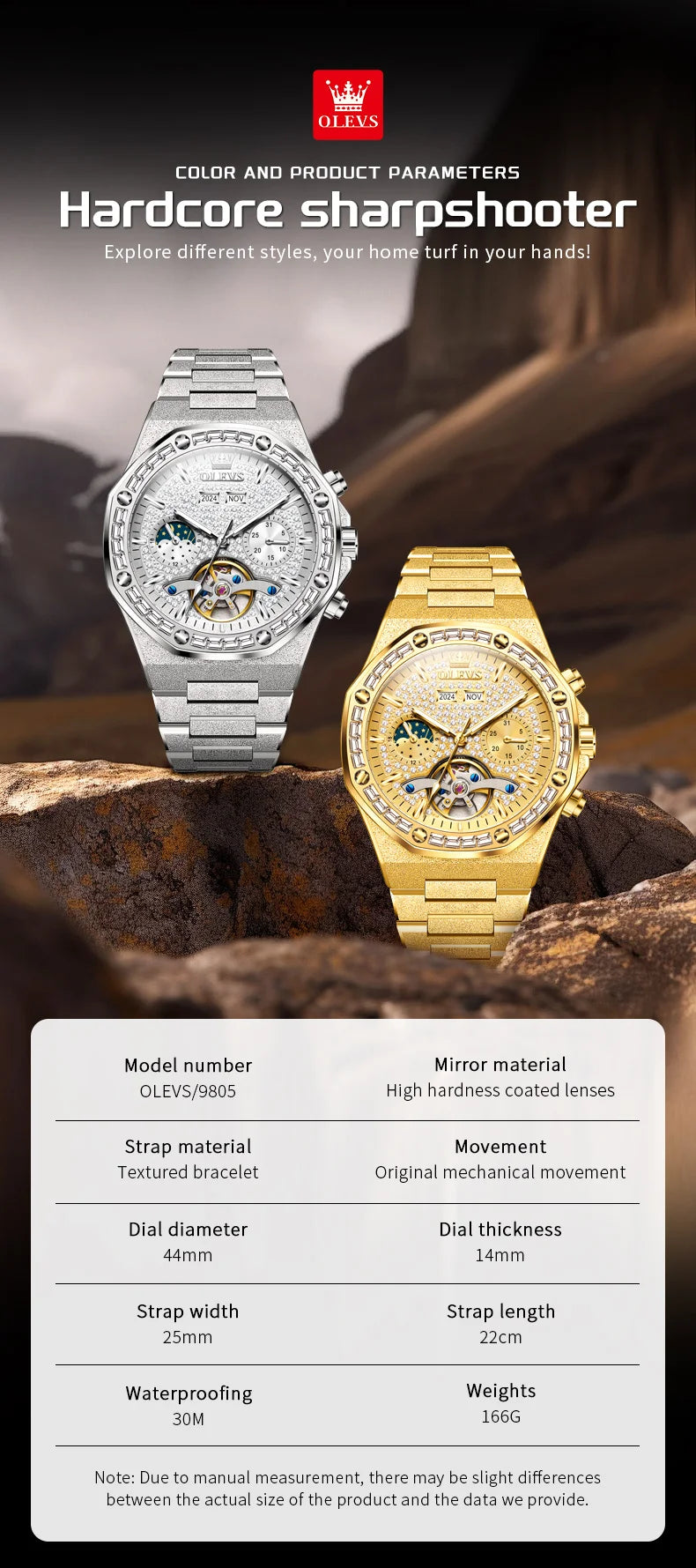 Ceasuri pentru bărbați OLEVS din oțel auriu, ceasuri de lux mecanice automate, ceasuri de mână sport, rezistente la apă, cu tourbillon, Reloj Hombre