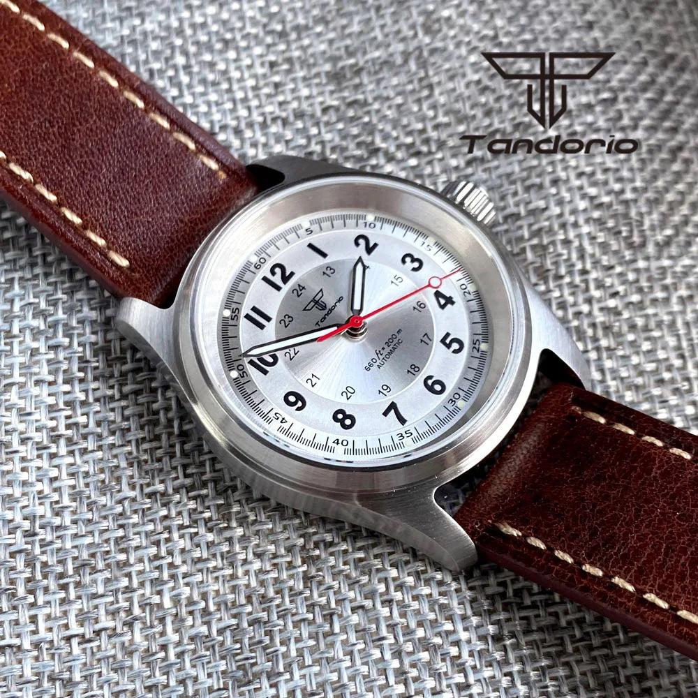 Tandorio 36mm Fashion 20BAR automatische Taucher- und Pilotenuhr für Herren und Damen, NH35/PT5000/Miyota8215 Uhrwerk, Saphir-Armbanduhr, grüne Leuchtmasse