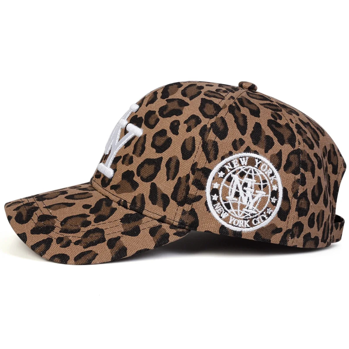 Unisex NY betűs hímzésű, leopárdmintás baseball sapka, tavaszi-őszi, szabadtéri, állítható, alkalmi sapka, napvédő sapka, sportsapka
