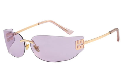 Light Luxury Frameless Curved Metal Sunglasses Personalized Y2k Fashion Women's Sunglasses Outdoor Leisure Vacation Sunglasses