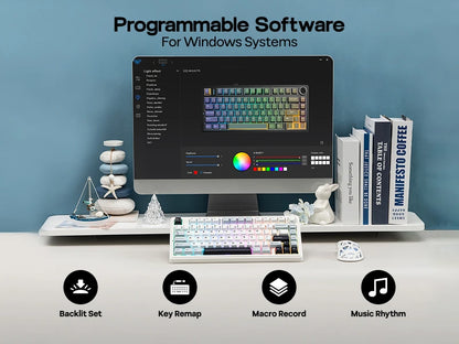 EPOMAKER x AULA F75 75% ANSI Gasket Hot-Swap Bluetooth 5.0/2.4G Wireless/Wired Mechanical Keyboard PBT Keycaps for Win/Mac