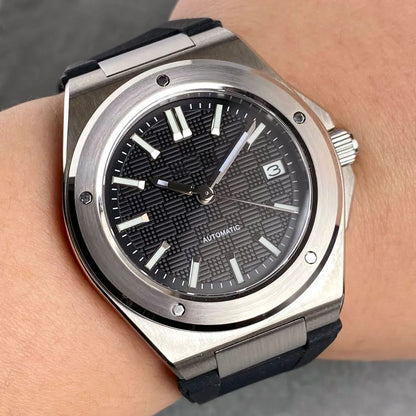 Tandorio Neue schwarze luxuriöse Business-Herrenuhr im Engineer-Stil, mechanisch, Saphirglas, 100m wasserdicht, NH35A Automatikuhren