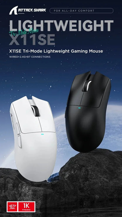 ATTACK SHARK X11SE ultraleichte kabellose Gaming-Maus, 20Millionen Klicks Lebensdauer, PAW3311 Gaming, 22KDPI, 400IPS, 40G, 1KHz, 65 Stunden, 30mAH