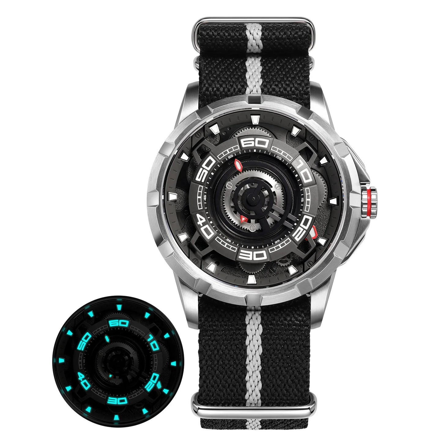 BERNY Automatic Skeleton Watch For Men 3D Dial 5ATM Luminous Sapphire 316L Steel MIYOTA 82S0 Mechanical Top Luxury Men's Watches