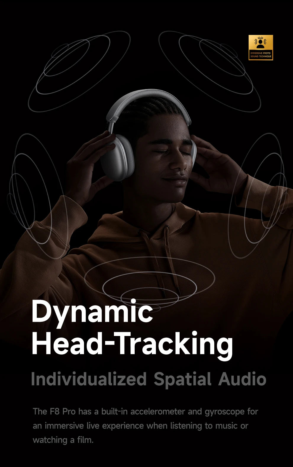 Auriculares inalámbricos Picun F8 Pro ANC con seguimiento de cabeza, audio espacial 3D, ANC -52dB, sonido HIFI, Bluetooth, micrófono HD ENC, baja latencia y APP