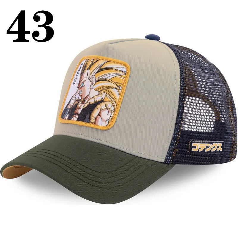 Casquette de baseball imprimée à l'effigie d'un personnage de l'anime Dragon Ball pour hommes et femmes – Casquette hip-hop – Casquette en maille pour camionneur – Protection solaire d'été pour les activités en plein air