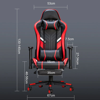 Massage Gaming Chair Ergonomic Office Chair with Footrest, 7-Point Massage Gaming Chair with Lumbar Support, Reclining Gamer Seat GC-RC03