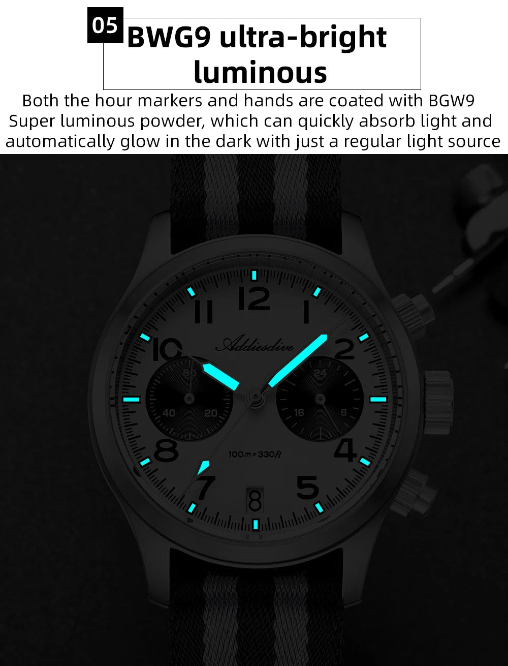 Orologio da uomo ADDIESDIVE 2025 New Panda Eye, retrò di lusso, quarzo VK64, cronografo sportivo, impermeabile 100M, luminoso
