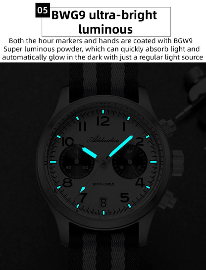 Orologio da uomo ADDIESDIVE 2025 New Panda Eye, retrò di lusso, quarzo VK64, cronografo sportivo, impermeabile 100M, luminoso