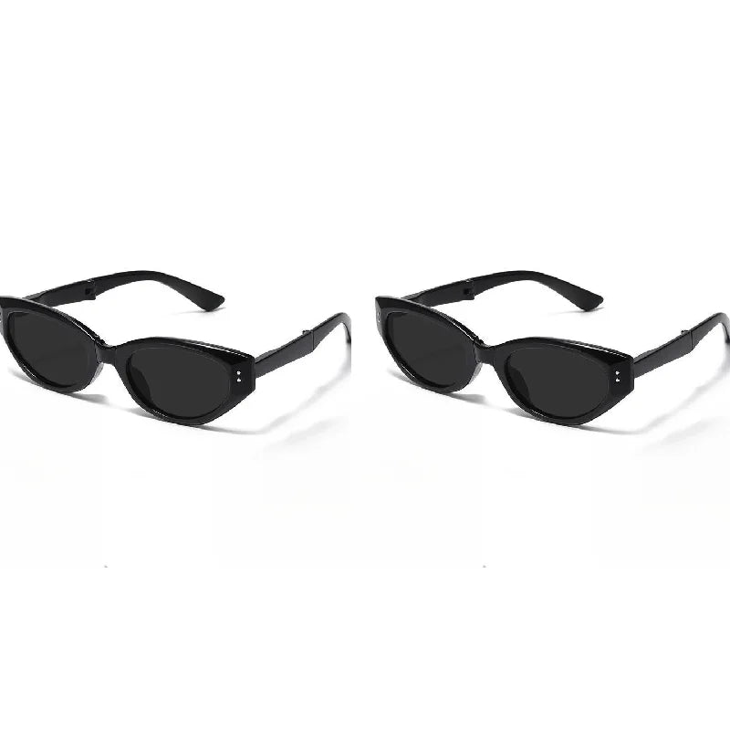 Minimalist Oval Cat-eye Glasses Women's Fashion Outdoor Folding Sunglasses Sun Shading UV Sunscreen Glasses Stylish Accessory