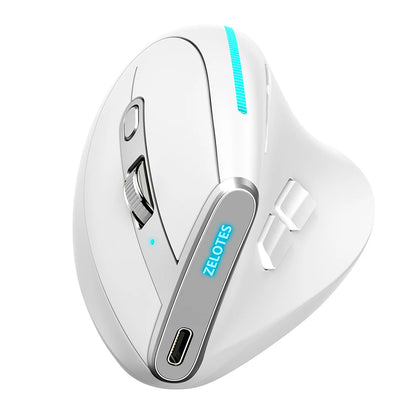 Mouse verticale ergonomico F-36 2.4G+BT1+BT2 wireless per mano destra e sinistra, mouse da gaming ottico USB per computer e laptop