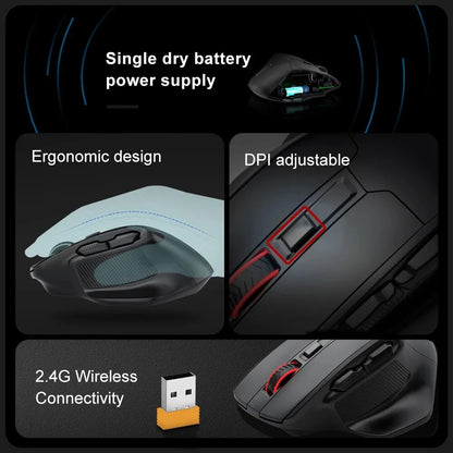 E-YOOSO X-31 USB 2.4G trådløs gamingmus i stor størrelse til store hænder PAW3212 4800 DPI 5 knapper til gamere, computer, bærbar og PC