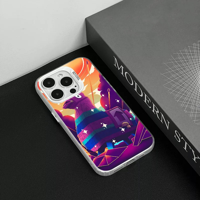 1pc Game F-fornite Phone Case Phone Case IMD Color Silver Shell For IPhone 16 15 14 13 12 11 Pro Max Plus