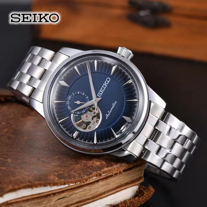Seiko's new men's and women's business mechanical wristwatch, casual classic stainless steel strap, fashionable couple's watch