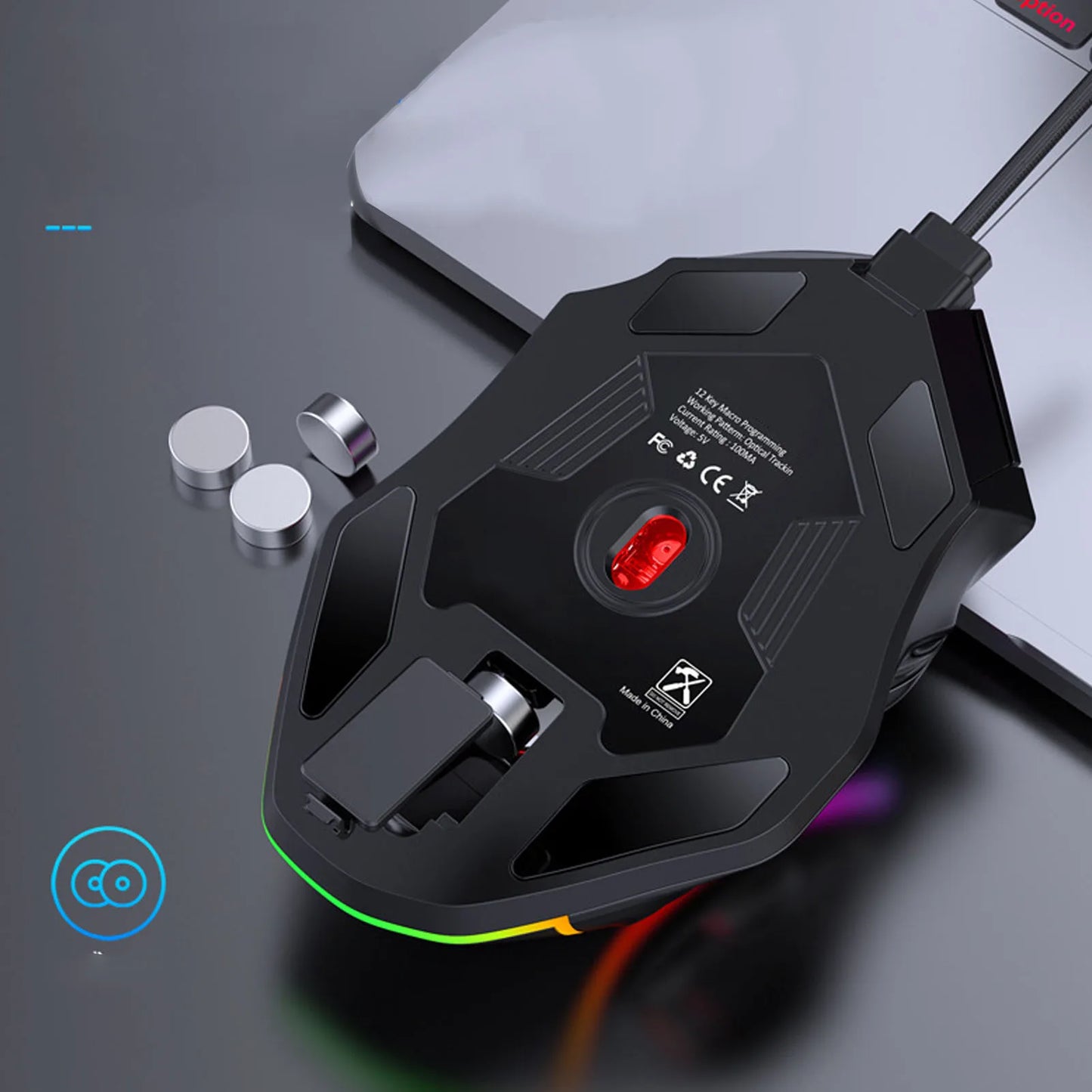 Przewodowa mysz gamingowa RGB 12800DPI z 12 klawiszami i definiowaniem makr – fotoelektryczne akcesorium zamienne do komputera