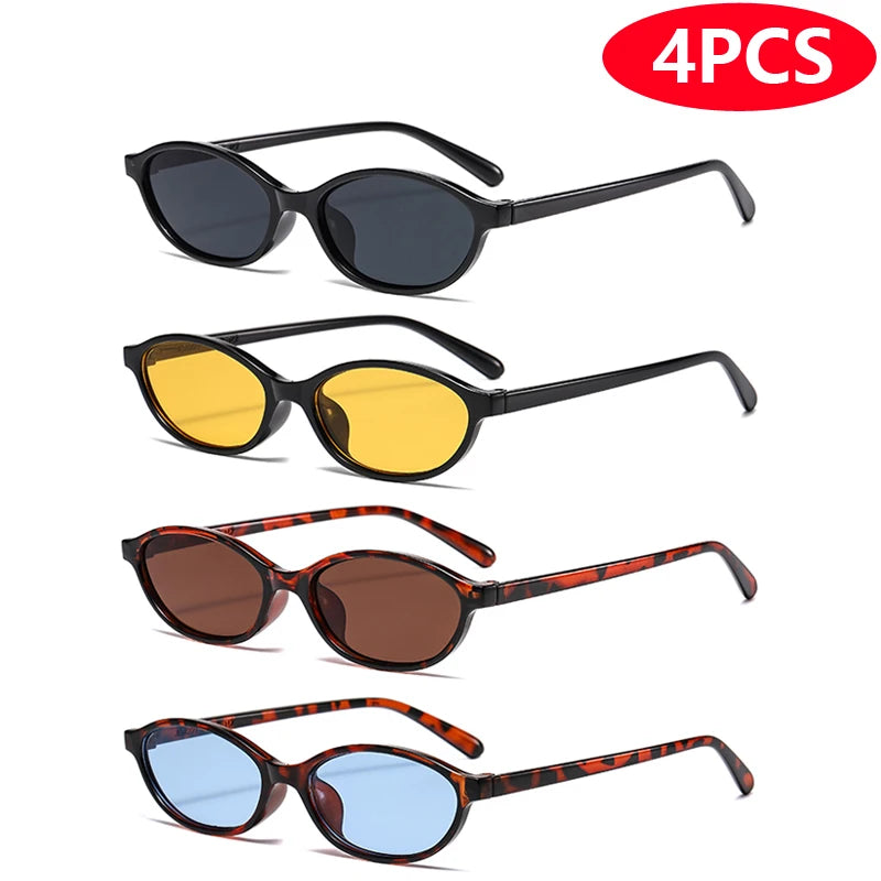 1/4pcs New Casual Elliptical Sunglasses Female Multi Color Frame Glasses Fashion Small Frame Design UV400 Sun Glasses Unisex