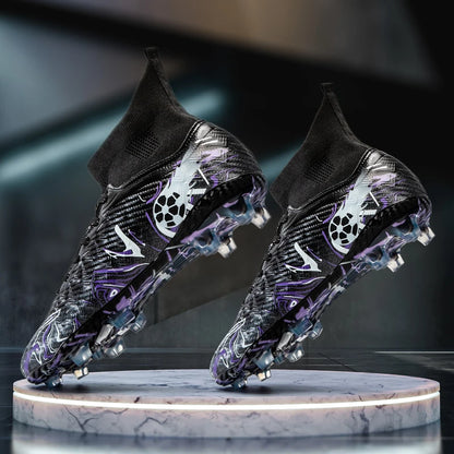 Men's High Ankle Football Boots Turf Soccer Cleats Breathable Non-slip Training Match Sneakers Outdoor Sports FG Soccer Shoes