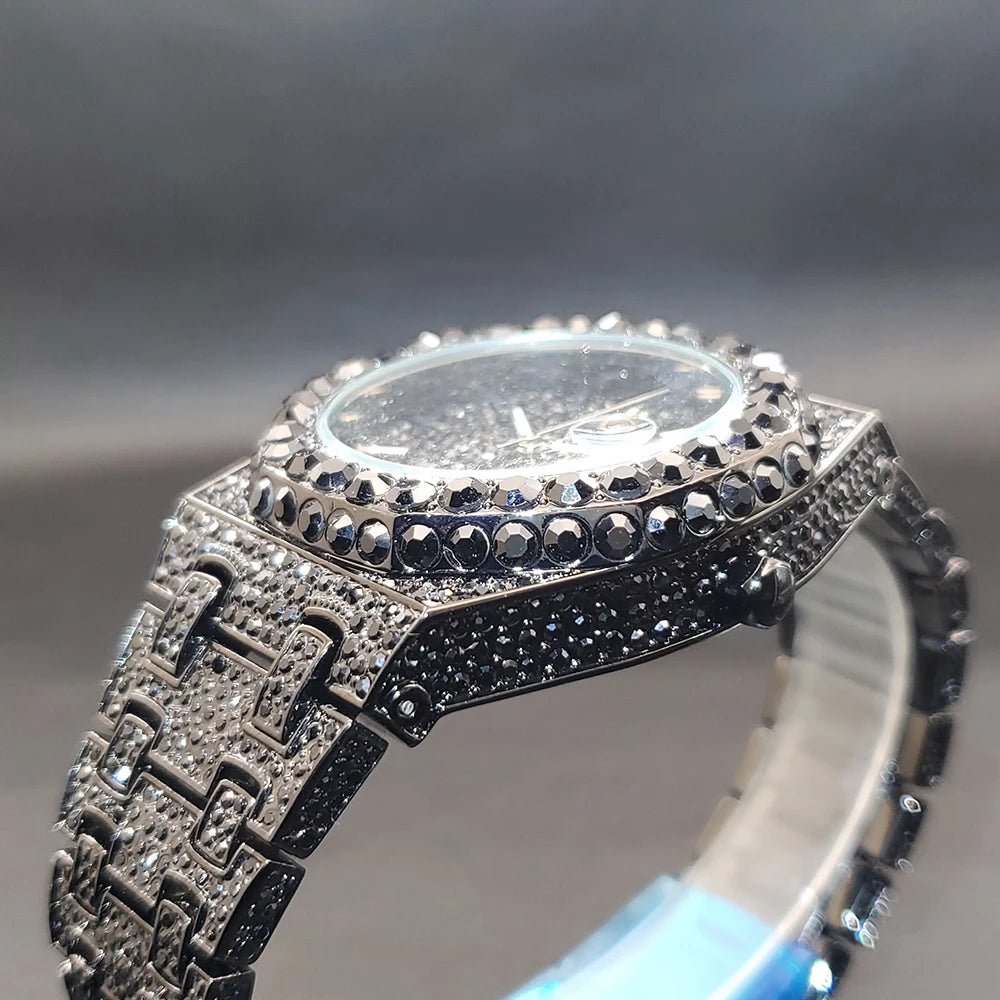 Droshipping Quartz Watches For Men Octagonal Case Luxury Diamond Men's Watch With Big Zircon Bezel Fashion Hip Hop Hand Clock