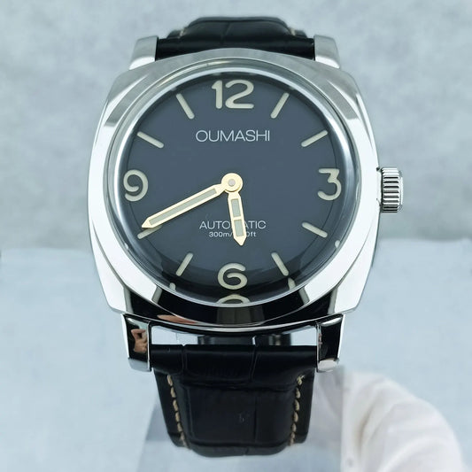 46mm miesten kello, käsin vedettävä Seagull ST3600 -koneisto, safiirilasi, vedenpitävä, 316L-ruostumattomasta teräksestä valmistettu mukautettu kello