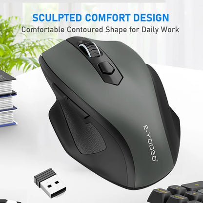 E-YOOSO 2.4G Wireless Ergonomic Mouse with Built-in USB Receiver, 5-Level 4800 DPI Portable Optical Mouse for PC Laptop Computer
