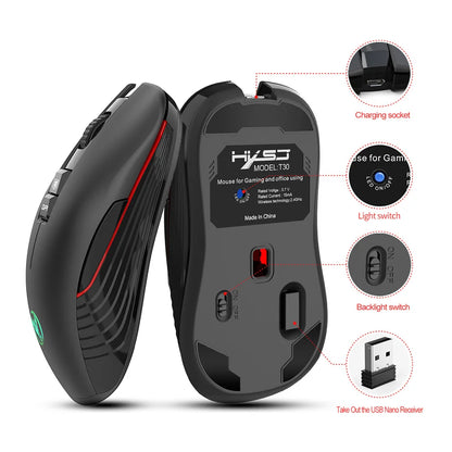 2.4G USB-C Wireless Mouse Rechargeable Gaming Mouse 3600DPI 7 Button Type-c Mute Mice for Macbook Laptop PC Game Mouse Computer
