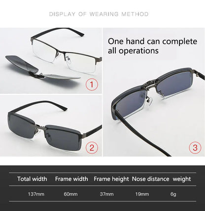 BOYSEEN Polarized Clip Sunglasses Driving Day Night Vision Lens Unisex Sport Fishing Myopia Glasses Men Women Travel Outdoor