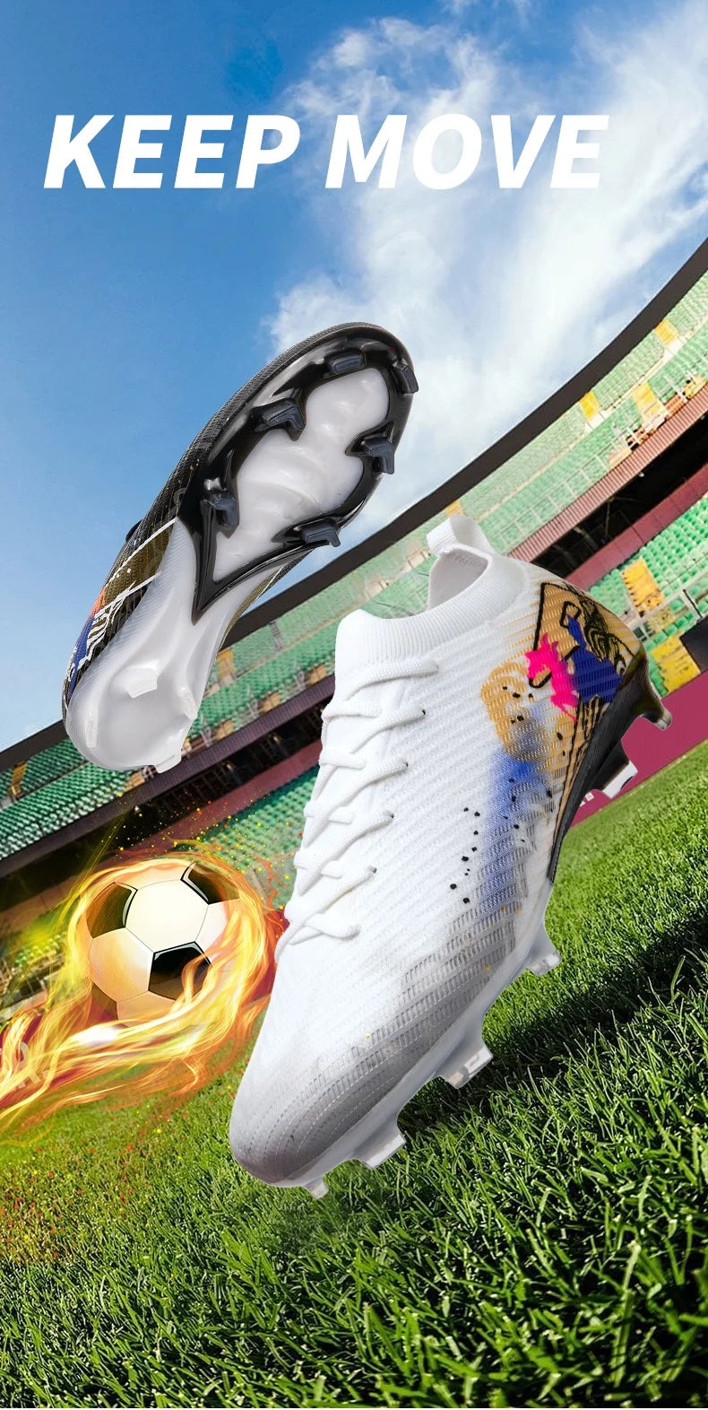 New Men Football Boots Cleats Non-Slip Match Ultralight Soccer FG Training Shoes Soccer Shoes Long Spikes Outdoor Drop Shipping