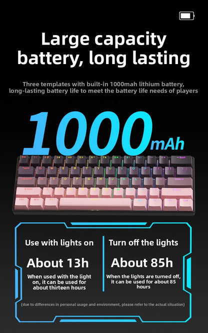 Wireless Gaming Mechanical Keyboard  Bluetooth 60 Percent RGB White Triple Mode Portable Keyboards  key board claviers teclado