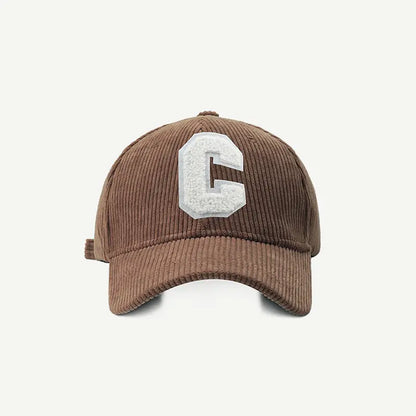 New Corduroy Baseball Cap Ladirs Fashion C Letter Snapback Hat Adjustable Casual Hip Hop Cap Men Outdoor fishing jogging