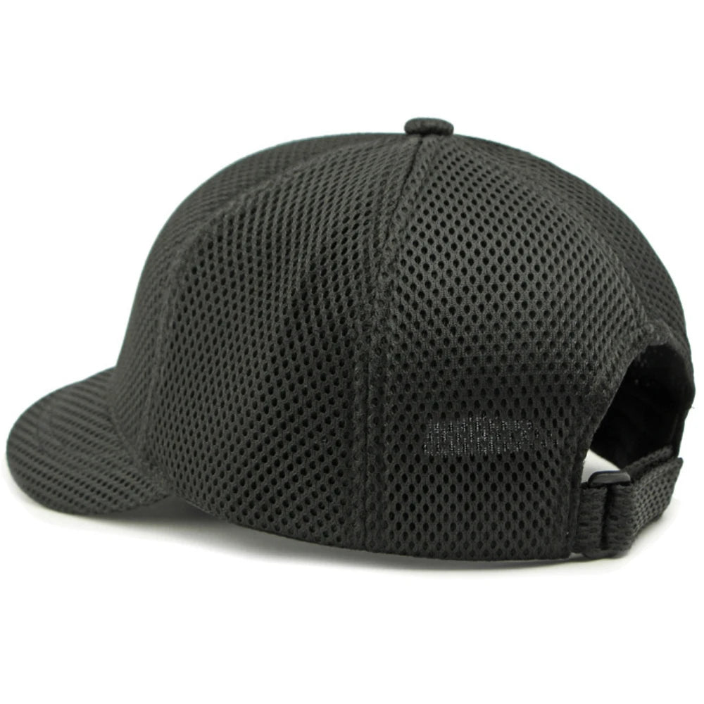 HT4828 Casquette de baseball à visière courte de 5 cm pour homme, 6 panneaux, en maille respirante, style « trucker », pour hommes et femmes, unie, à fermeture à pression