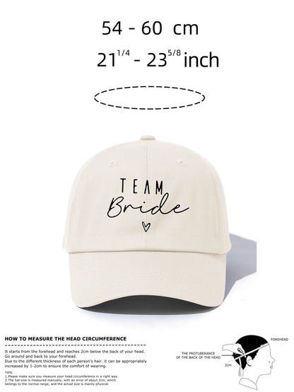 1pc Team Bride Print  Baseball Cap for Adults,  Minimalist Retro Style Casual Soft Adjustable Dad Hat, Perfect As Gift
