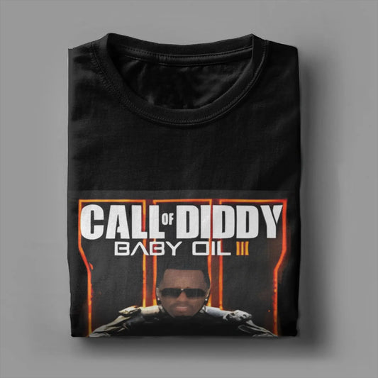 Męski T-shirt Call of Diddy Party Brainrot Sigma, humorystyczny, 100% bawełny, koszulka z krótkim rękawem, T-shirt z okrągłym dekoltem, klasyczna odzież