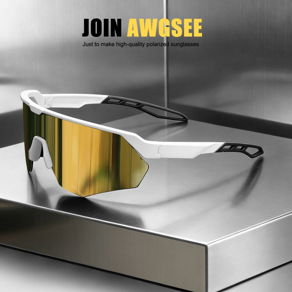 Half frame polarized bicycle sunglasses - windproof, lightweight, unisex, suitable for skiing, running, and outdoor activities