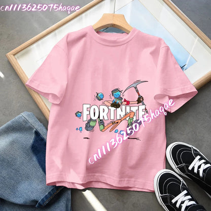 Fortnites Series Summer-børnetøj, hot game T-shirt til drenge og piger, tegneserieprint, kortærmede toppe til børn, sjove fødselsdagsgaver