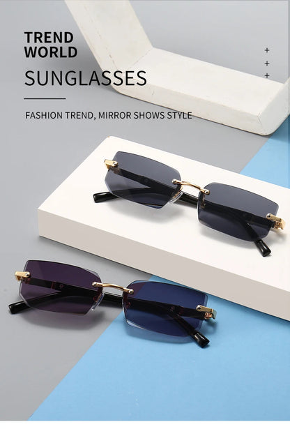 10 Pairs Per Set Wholesale Sunglasses For Women Fashion Rectangle Rimless Outdoor Eyewear Simple Casual Square Sun Glasses