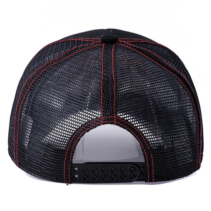 Unisex hálós trucker sapka, klasszikus motoros mintával, lélegző nyári baseball sapka, utcai divat sapka férfiaknak és nőknek