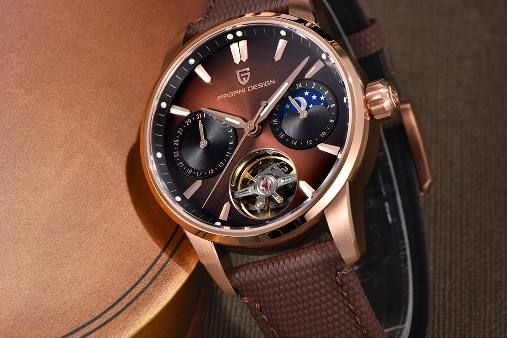 PAGANI DESIGN 41mm Men’s Luxury Mechanical Watch  Sapphire Crystal, Leather Strap & Waterproof